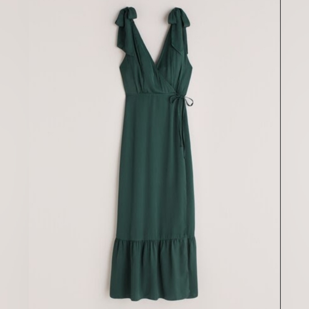 Sweet Satin Wrap-Front Maxi Dress